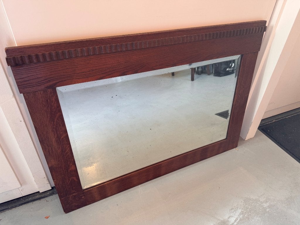 Antieke spiegel met houten lijst 112x77 cm, Huis en Inrichting, Ophalen, Gebruikt, 100 tot 125 cm, Minder dan 100 cm