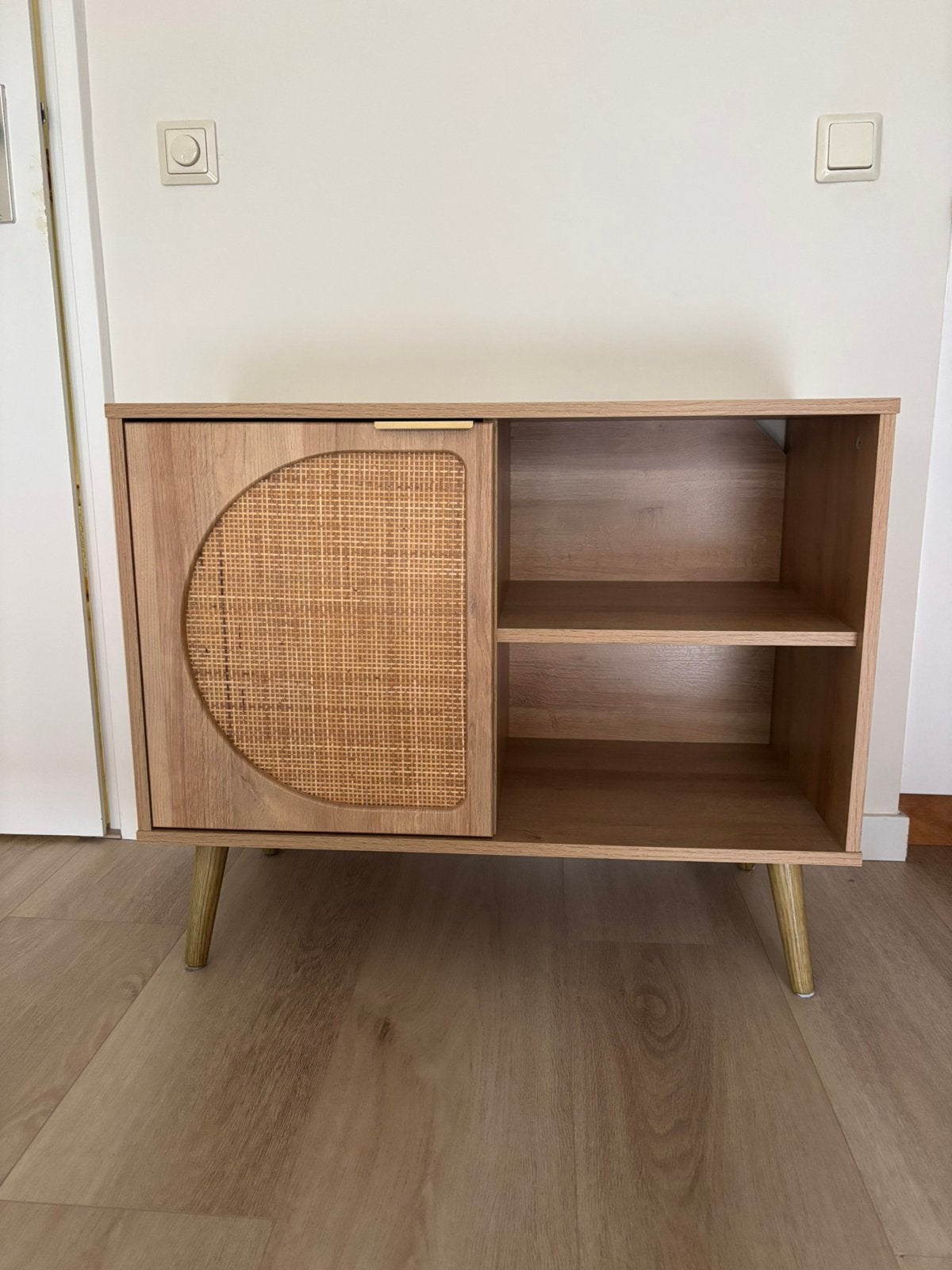 Dressoir kastje hout met rotan, Ophalen, 50 tot 100 cm, Zo goed als nieuw, Minder dan 100 cm