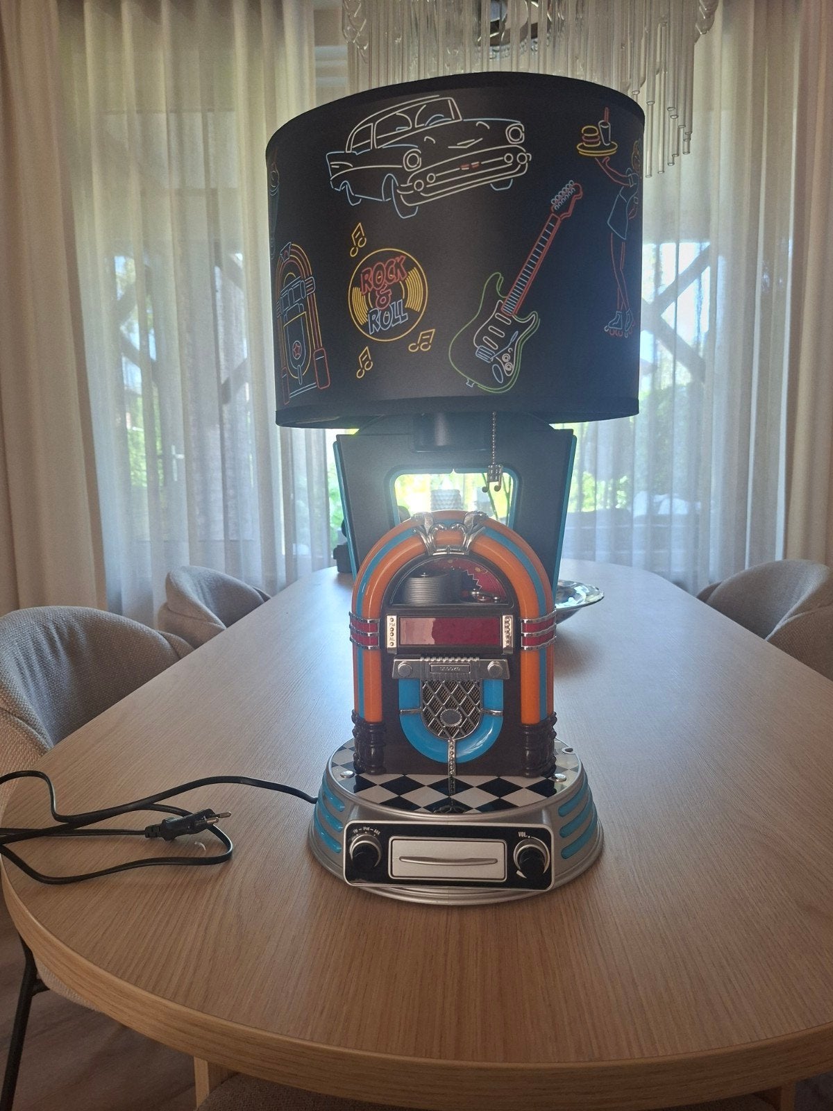 Jukebox lamp met iPod/Aux aansluiting en radio, Overige merken, Gebruikt, Kunststof, Meerkleurig
