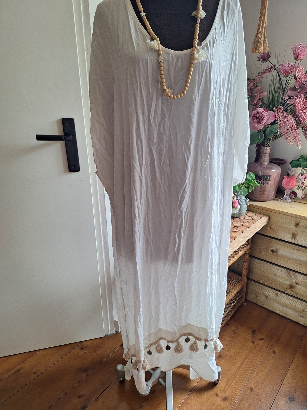 Jurk ibiza boho style maat l xl xxl, Wit, Maat 46/48 (XL) of groter, Ophalen of Verzenden, Zo goed als nieuw