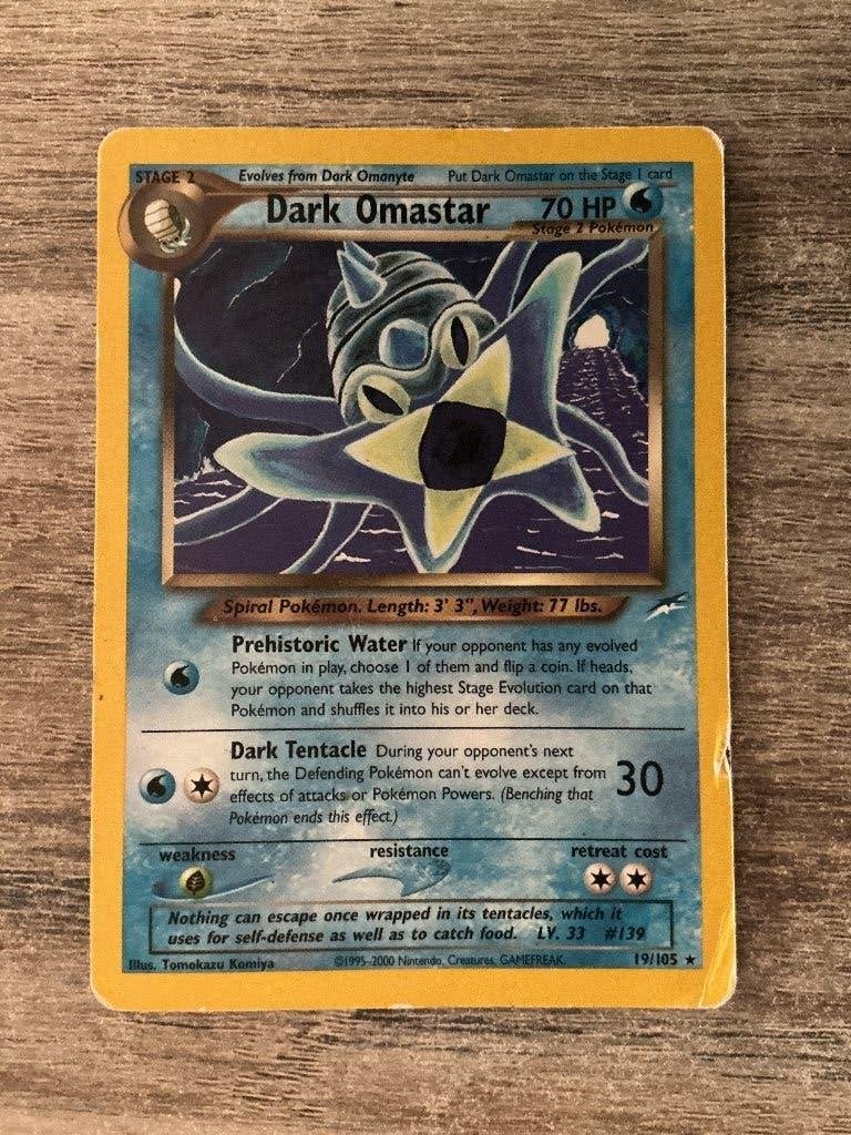 Pokémon Dark Omastar 19/105 Neo Destiny WOTC, Ophalen of Verzenden, Gebruikt, Losse kaart