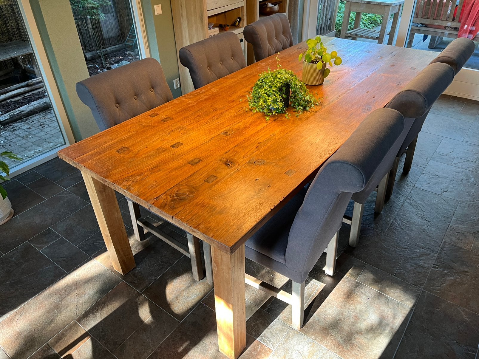 Eetkamerstoelen antraciet 6 stuks, Huis en Inrichting, Stoelen, Ophalen, Gebruikt, Overige kleuren, Klassiek