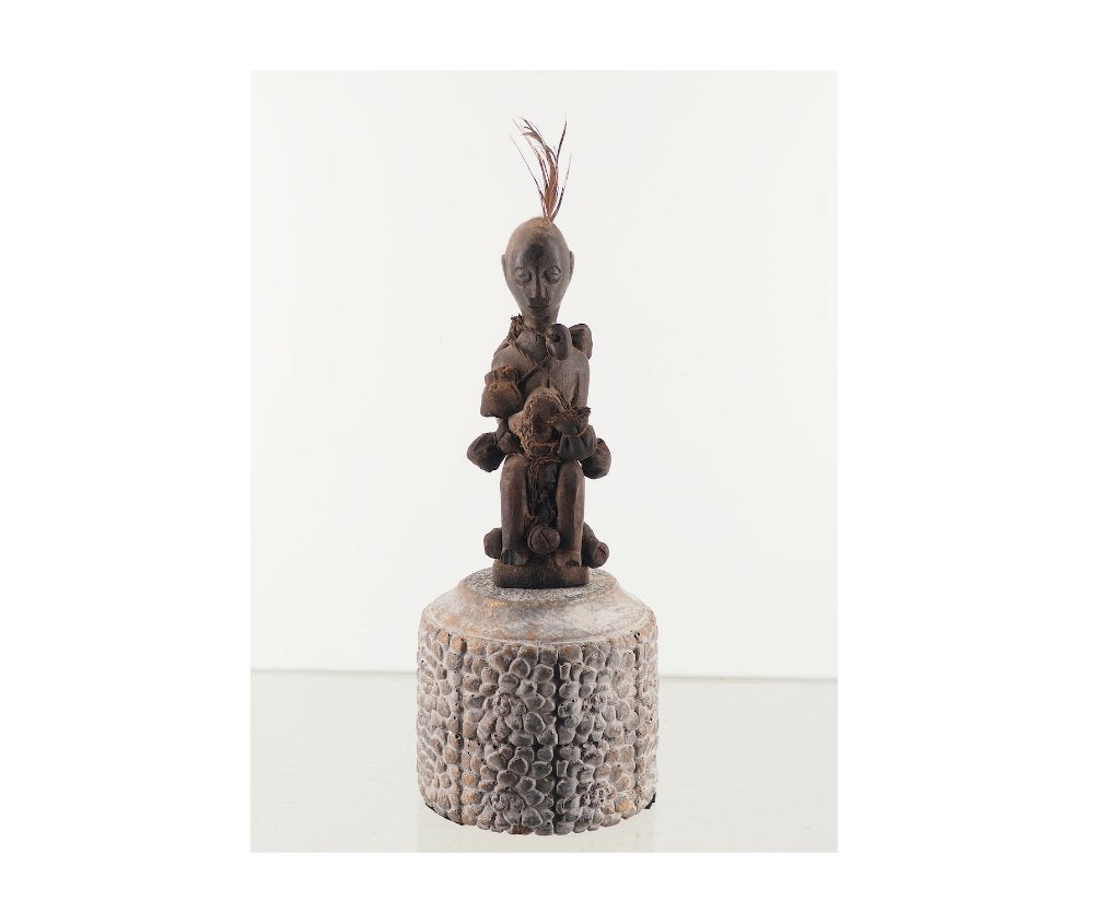 Oud Afrikaans Yaka Phuungu Krachtbeeldje Congo (260912-01), Hout, Afrika, Handgemaakt, 23 cm