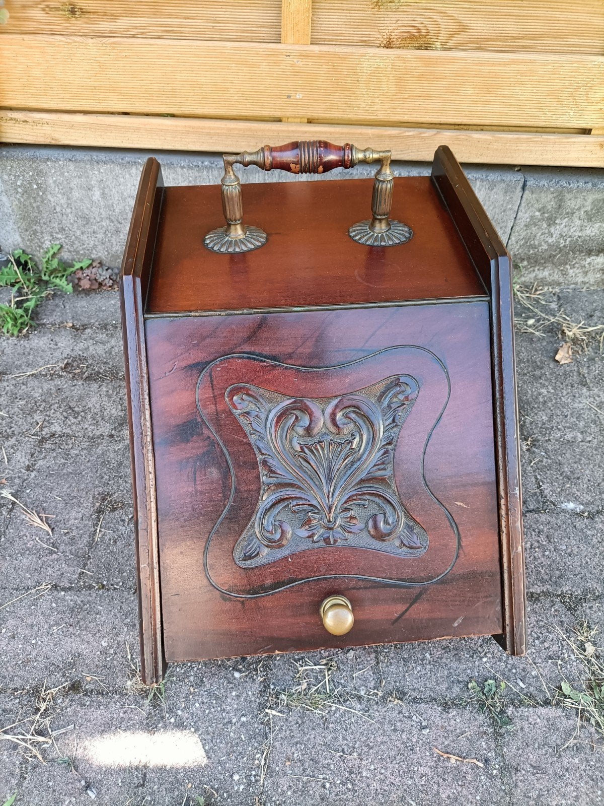 Antiek victoriaans purdonium. Vintage turfkist of  kolenbak, Ophalen, Gebruikt, Minder dan 50 cm