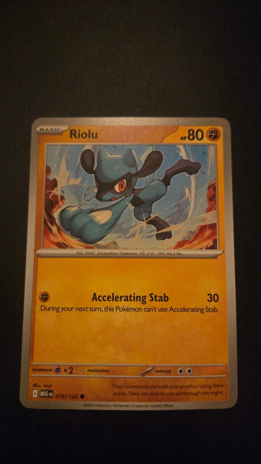 Riolu 076/132 - Mega Evolution Pokémon Kaart, Verzenden, Zo goed als nieuw, Losse kaart
