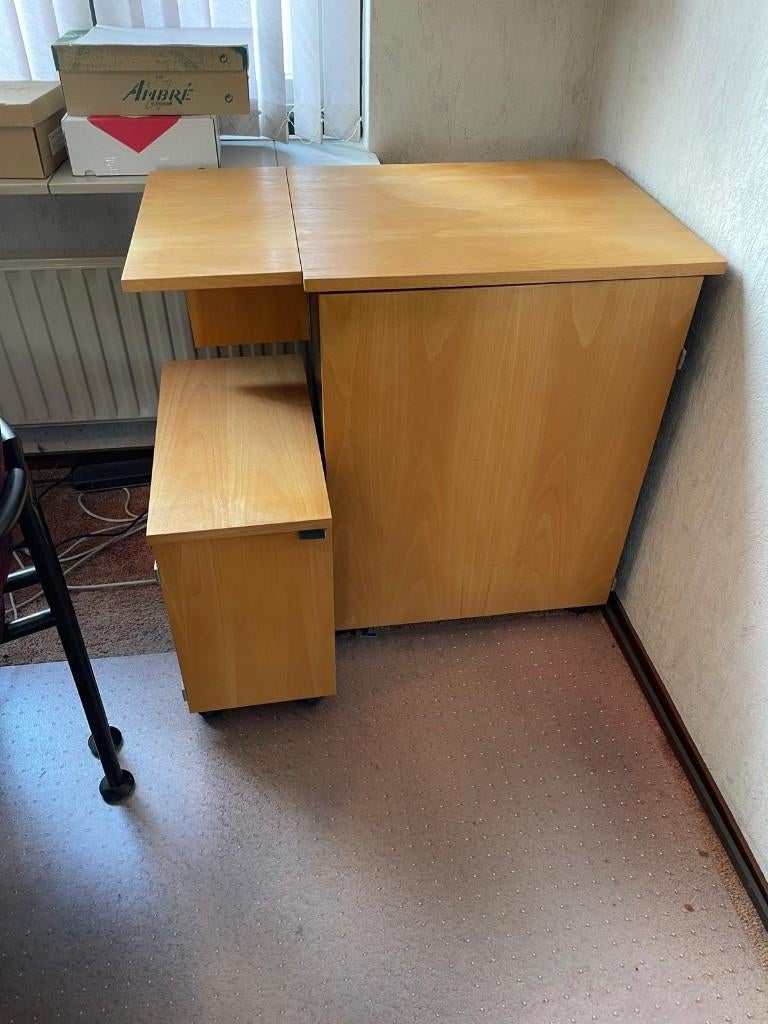Computermeubel zwart/beuken, Huis en Inrichting, Kasten | Computermeubels, Ophalen, Gebruikt, 70 tot 120 cm, Minder dan 70 cm