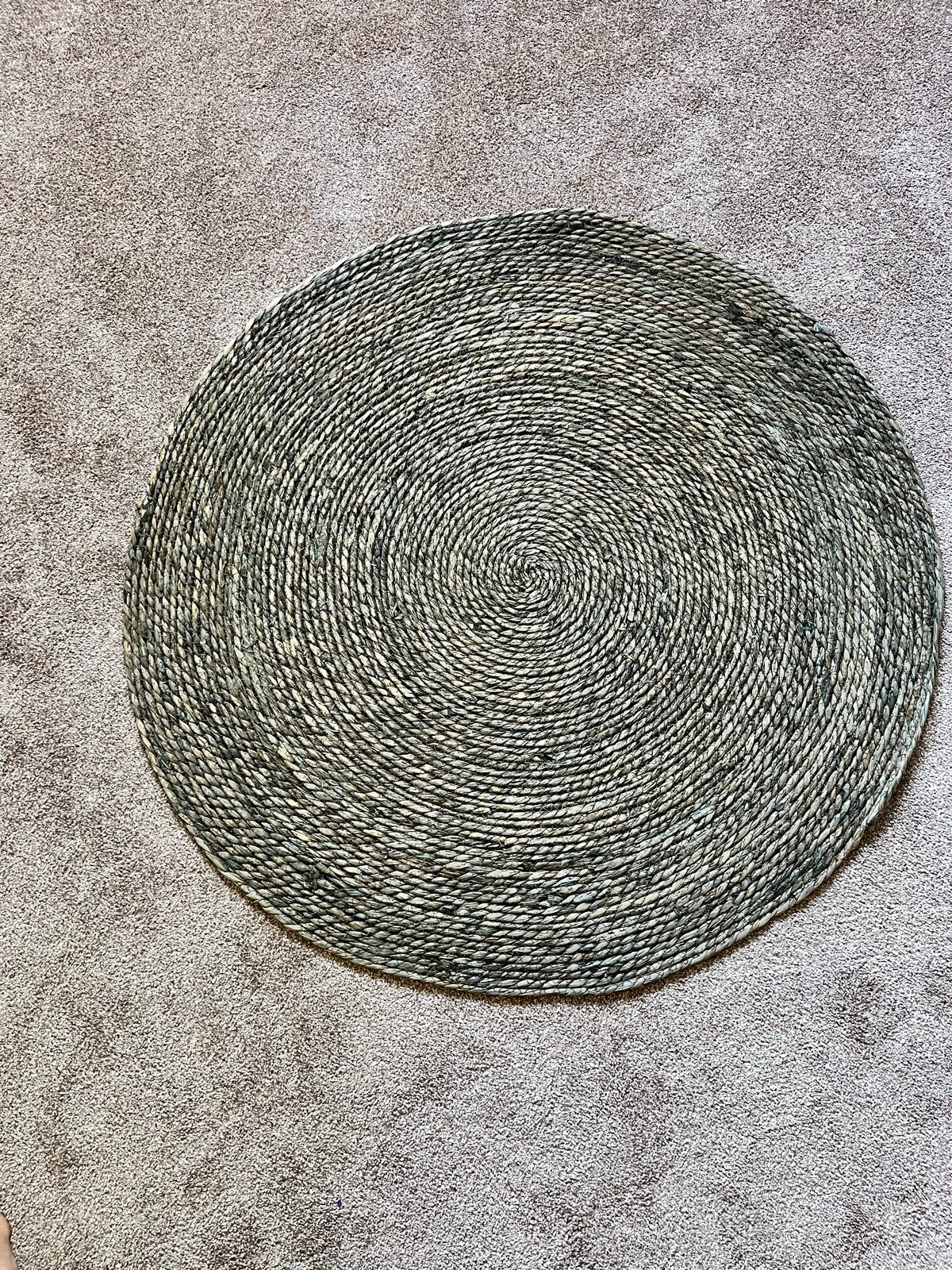 Rond vloerkleed van zeegras, Gebruikt, Rond, Groen, 50 tot 100 cm