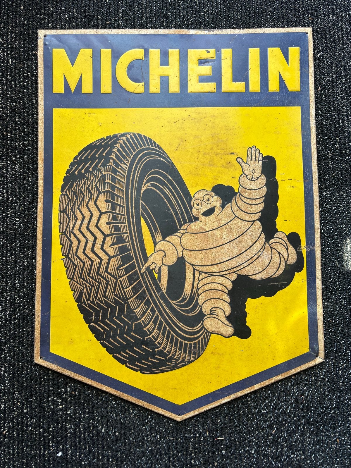Reclamebord Michelin Bibendum blik (geen emaille), Ophalen of Verzenden, Gebruikt, Reclamebord