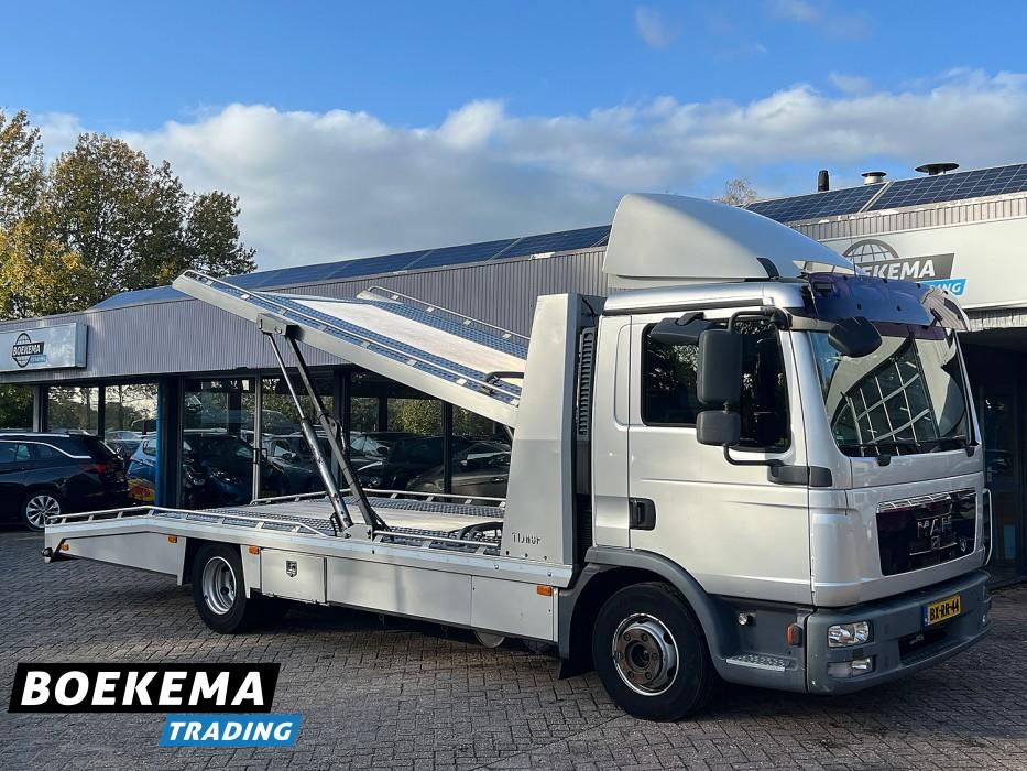 MAN TGL 8.220 4X2 BL Tijhof 2/3 Lader Autotransporter Luchtv, Euro 5, Stof, MAN, Origineel Nederlands