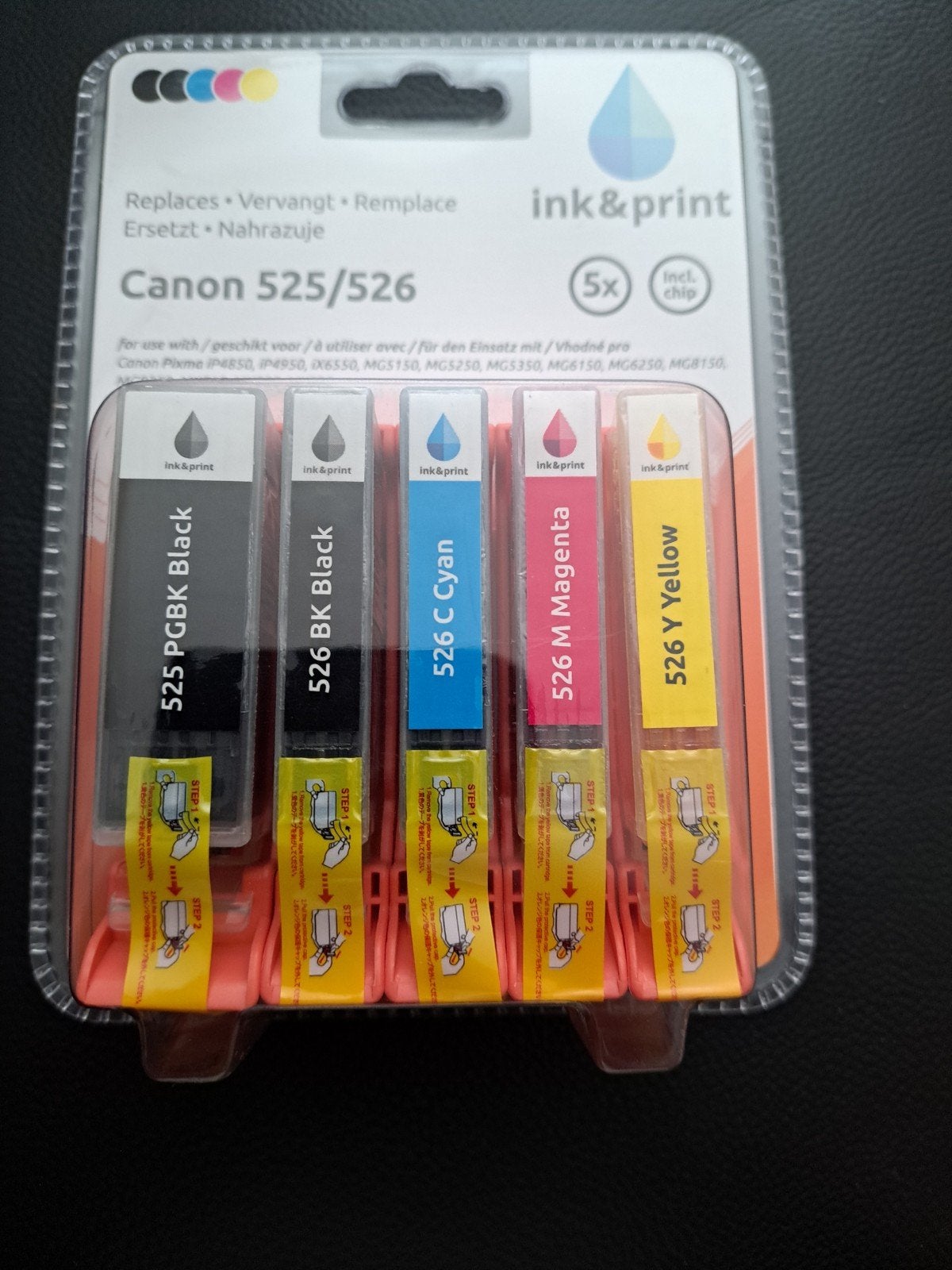 Inktpatronen Canon 525/526 (5x) met chip - Nieuw, Ophalen of Verzenden, Nieuw, Cartridge, Ink&print