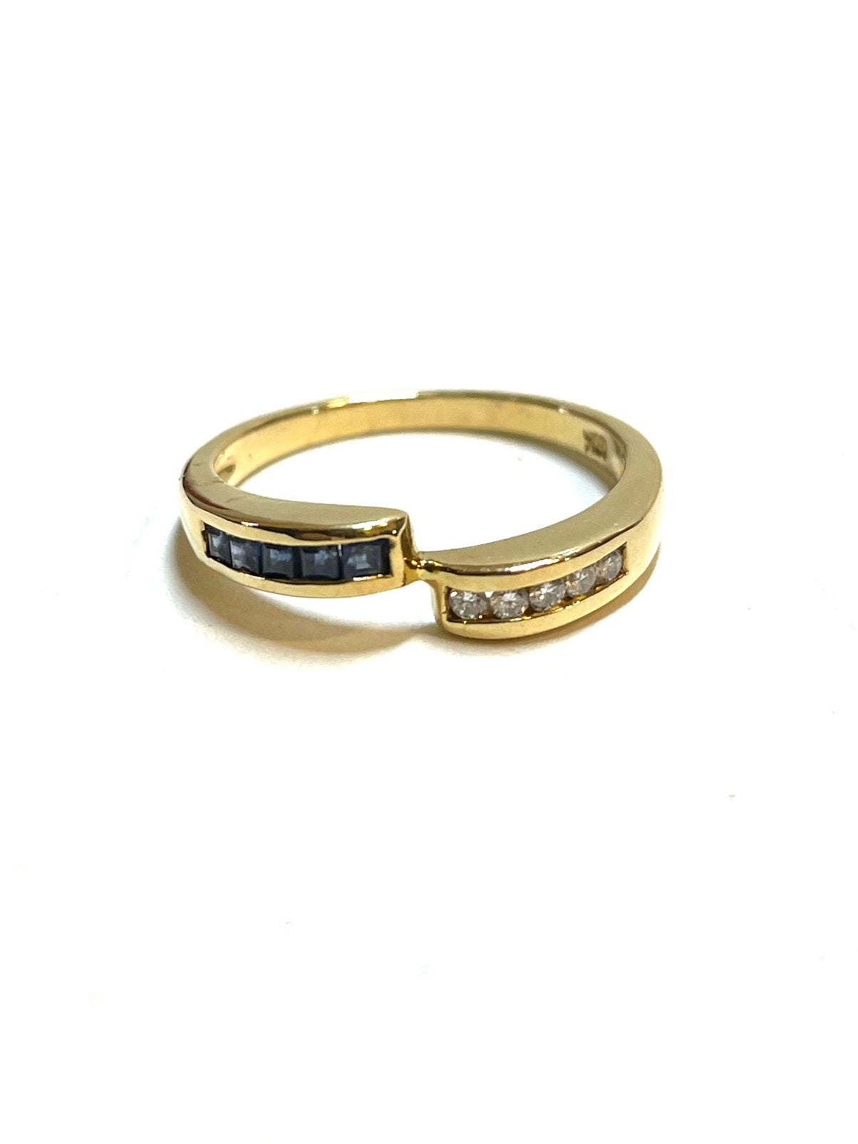 18k gouden ring met saffier en diamant, Sieraden, Tassen en Uiterlijk, Ringen, -, -, Ophalen of Verzenden, Dame