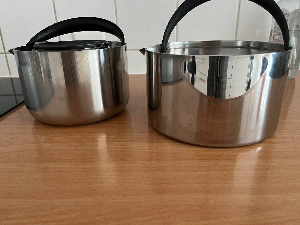 Stelton rvs waterketel en rvs theepot, Theepot/fluitketel, Zilver, Ophalen of Verzenden, Zo goed als nieuw