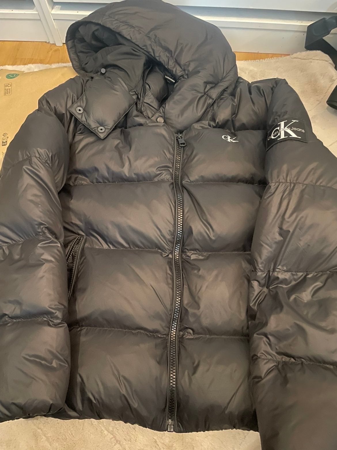 Calvin Klein Jeans Down Puffer Jacket Zwart Maat XL, Ophalen, Zo goed als nieuw, Maat 46/48 (XL) of groter, Zwart
