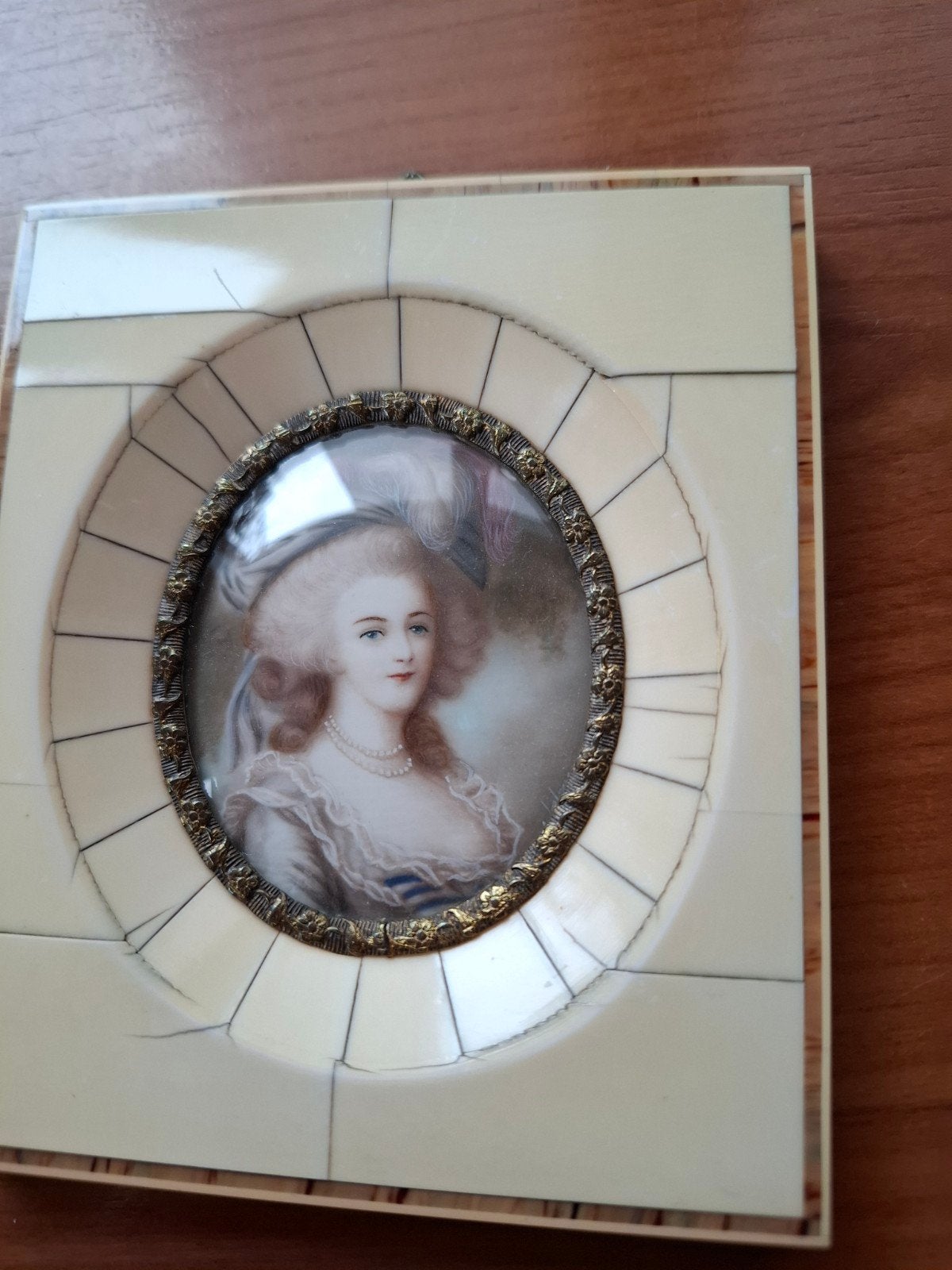 Antiek Miniatuur Schilderij: Marie Antoinette, Ophalen of Verzenden