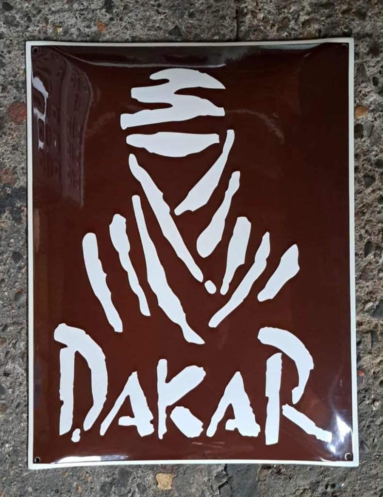 Mooi zwaar emaillen Dakar reclame decoratie bord mancave, Verzamelen, Reclamebord, Ophalen of Verzenden, Zo goed als nieuw, Info@americansaleshop.nl