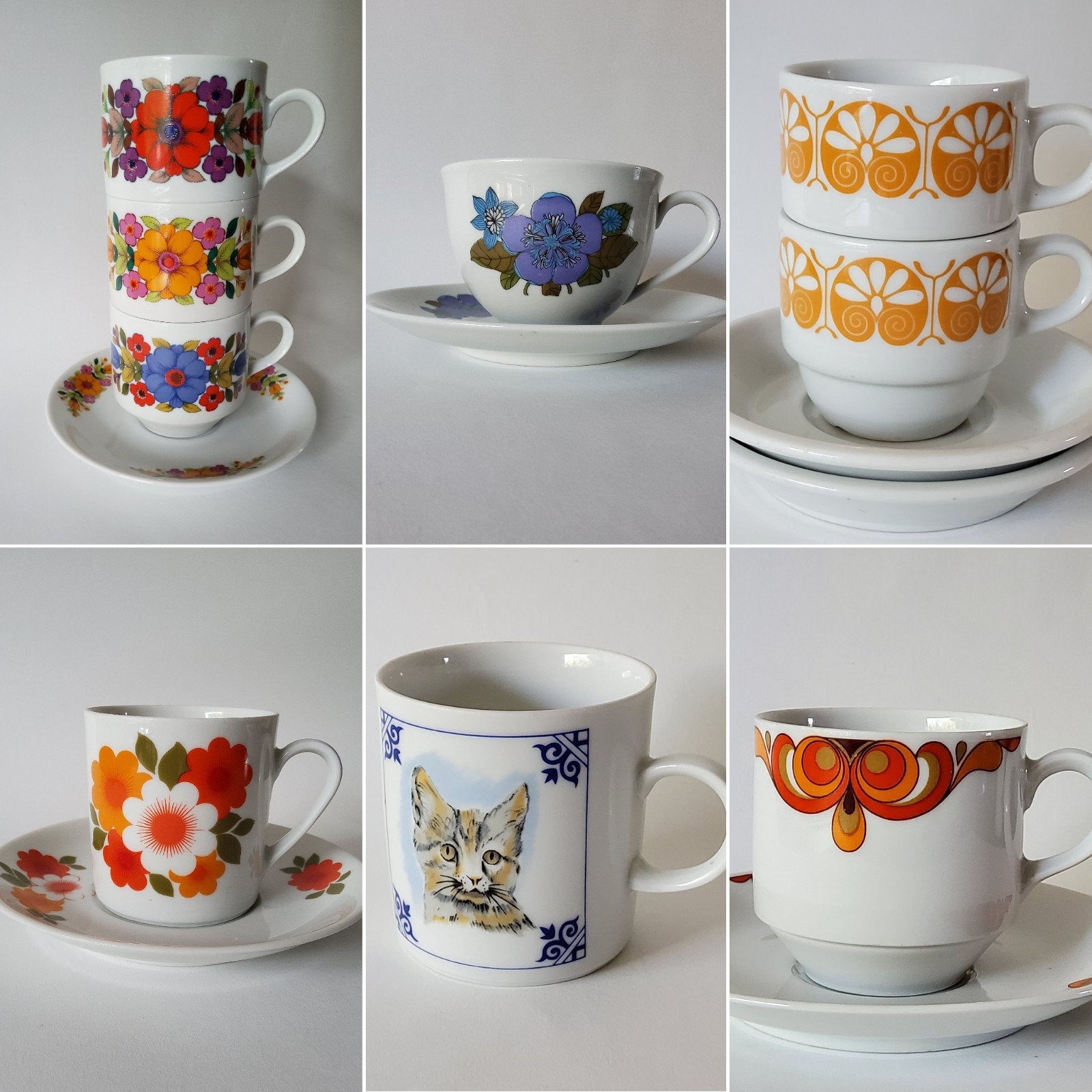Vintage retro kop en schotels, Gebruikt, Vintage, Ophalen of Verzenden, Kop(pen) en/of Schotel(s)