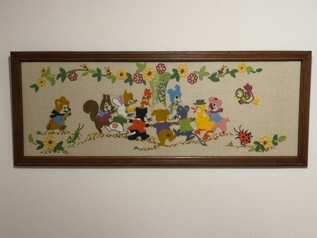 Handgeborduurd schilderij ingelijst, Ingelijst, Ophalen of Verzenden, Zo goed als nieuw, Wanddecoratie