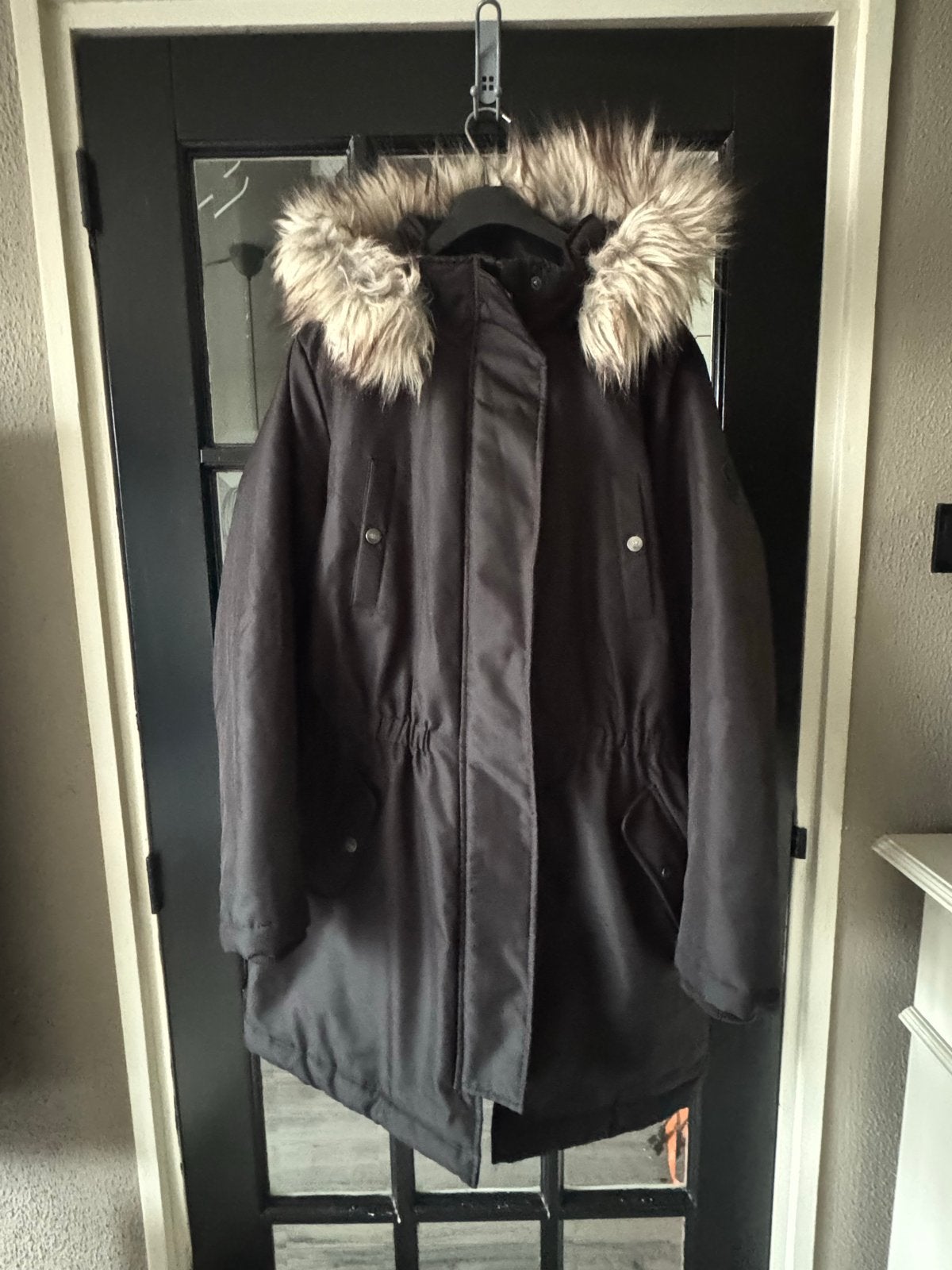 Only Carmakoma Winterparka Zwart met Bontkraag Maat 46/48, Ophalen of Verzenden, Zo goed als nieuw, Maat 46/48 (XL) of groter