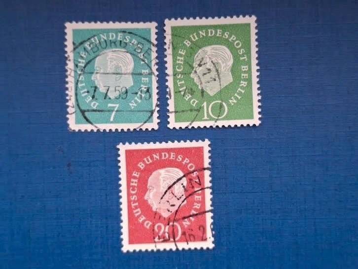 Postzegel Berlijn 1959 3 zegels Theodor Heuss 07-06, Ophalen of Verzenden, BRD, Gestempeld