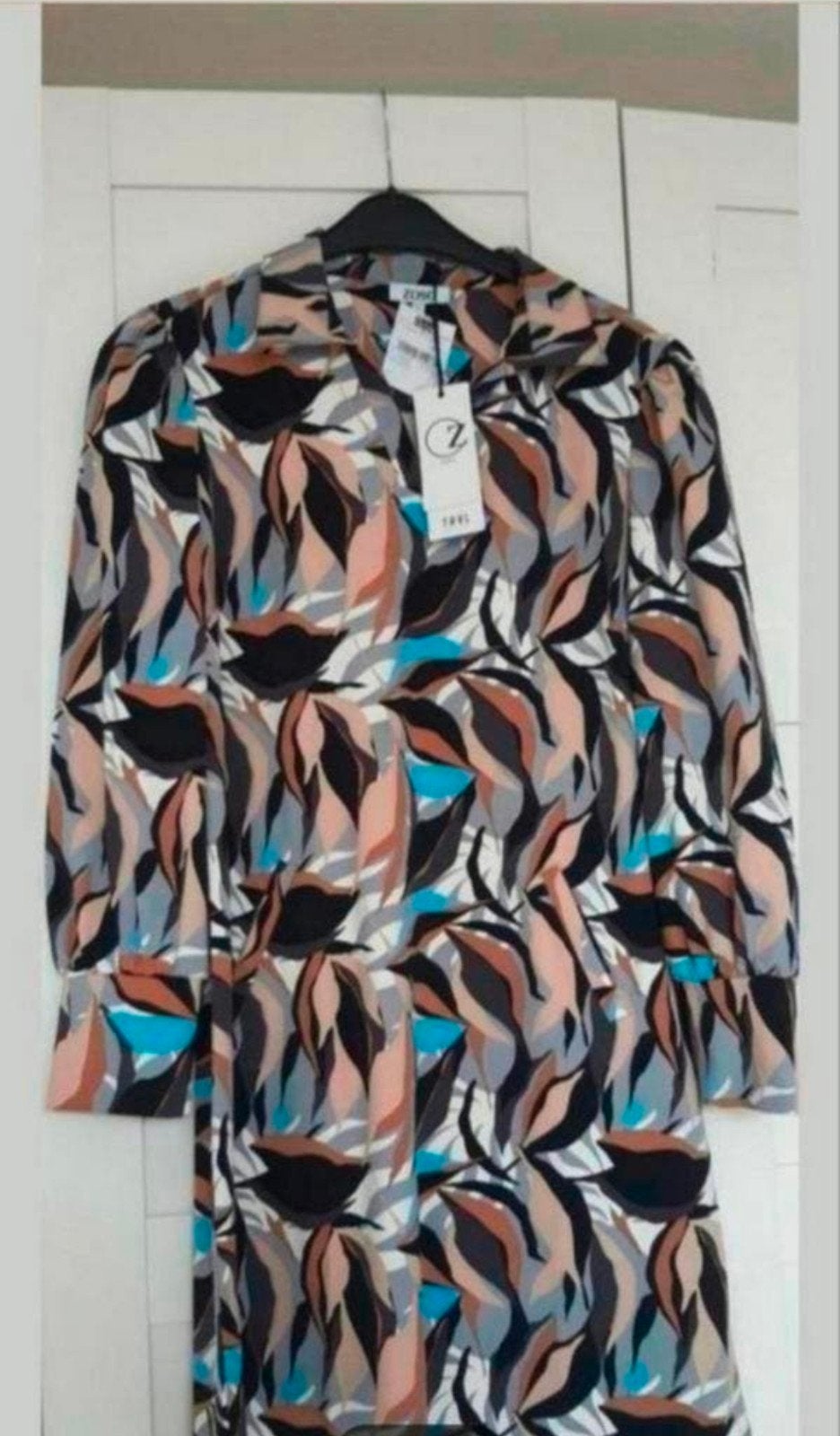 ZOSO Travelstof jurk model 244 Erica Grey Blue Nieuw Maat S, ZOSO, Nieuw, Ophalen of Verzenden, Maat 36 (S)
