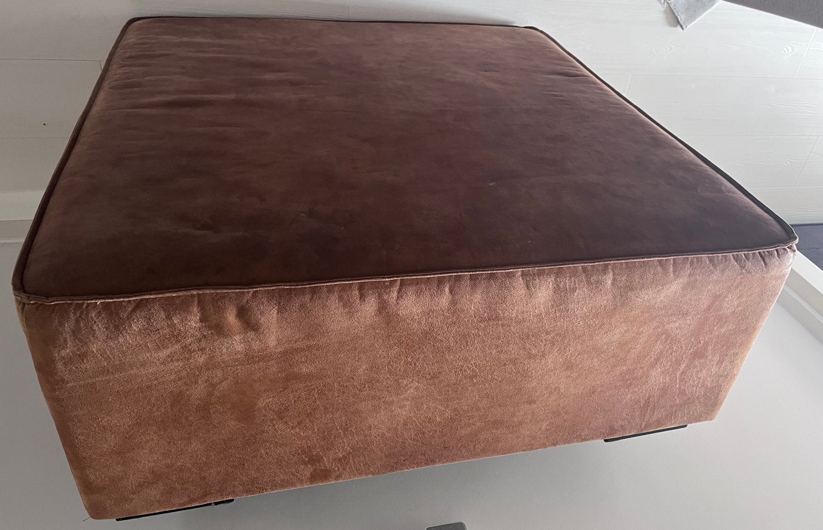 Hocker cognac, Ophalen, Zo goed als nieuw, Rechthoekig, Stof
