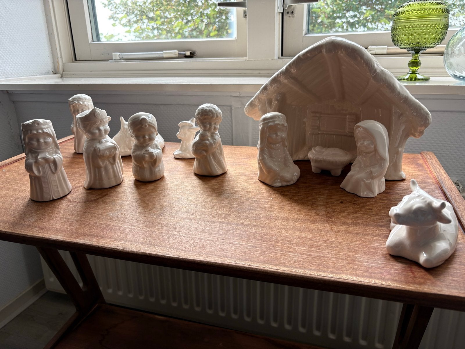Kerststal beeldjes set - Wit keramiek nieuw, Ophalen, Gebruikt, Klassiek, Wit