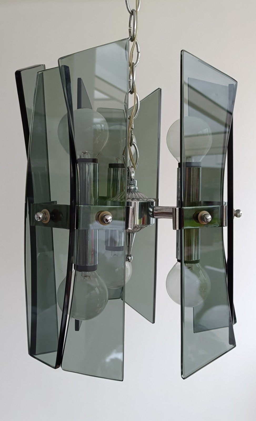 Vintage Fontana Arte hanglamp, Ophalen, E14 (klein), Zo goed als nieuw, Glas