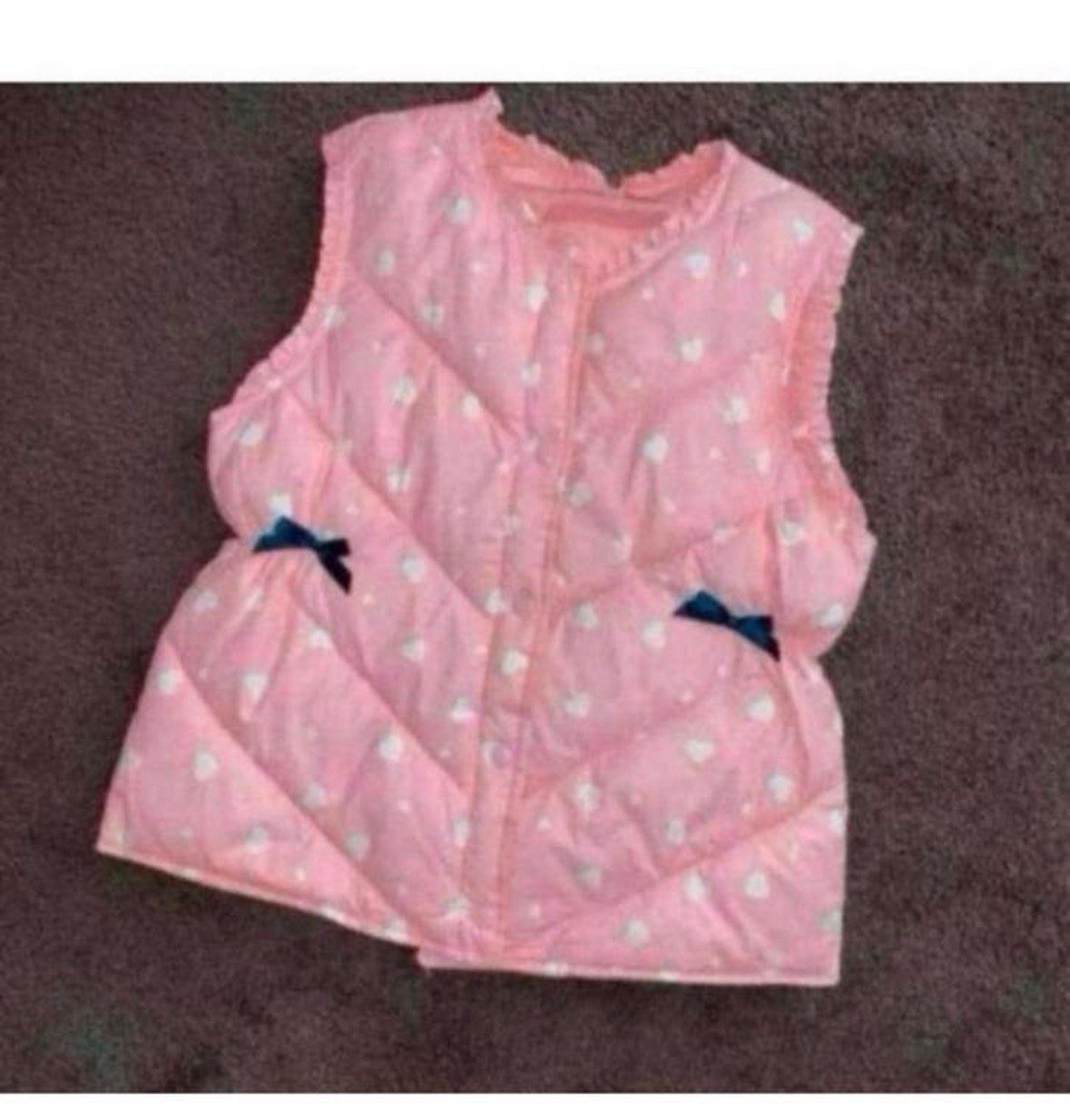Roze bodywarmer maat 128 met hartjes en strikjes, Ophalen of Verzenden, Gebruikt, Meisje, Jas