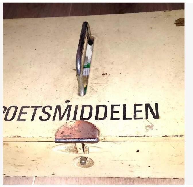 Antiek Blik Poetsmiddelen Vintage Trommel Retro Nostalgisch, Verzamelen, Blikken, Ophalen of Verzenden, Gebruikt, Overige