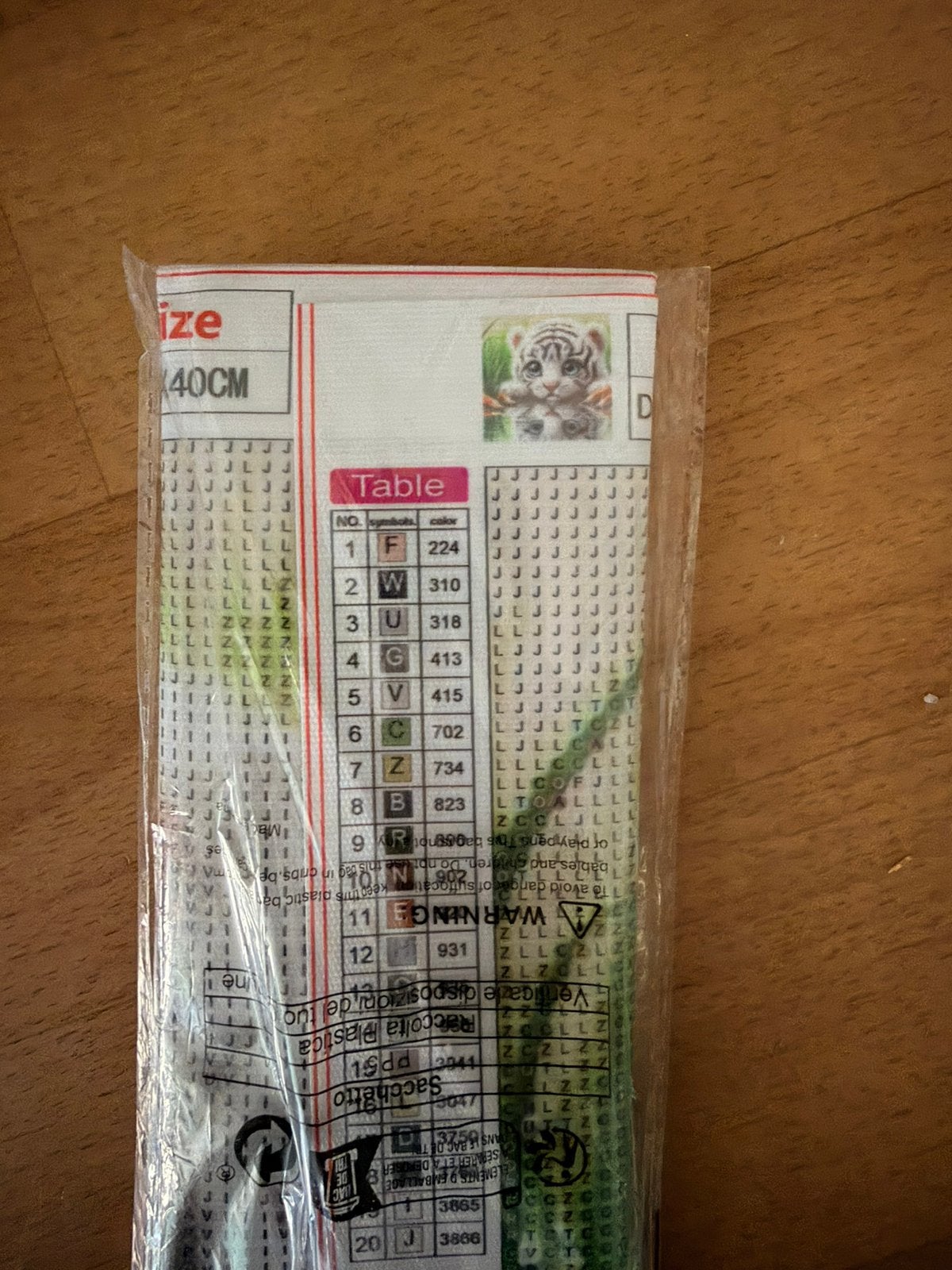 Diamond Painting Witte Tijger welp (40x40 cm), Ophalen of Verzenden, Zo goed als nieuw, Borduurpakket