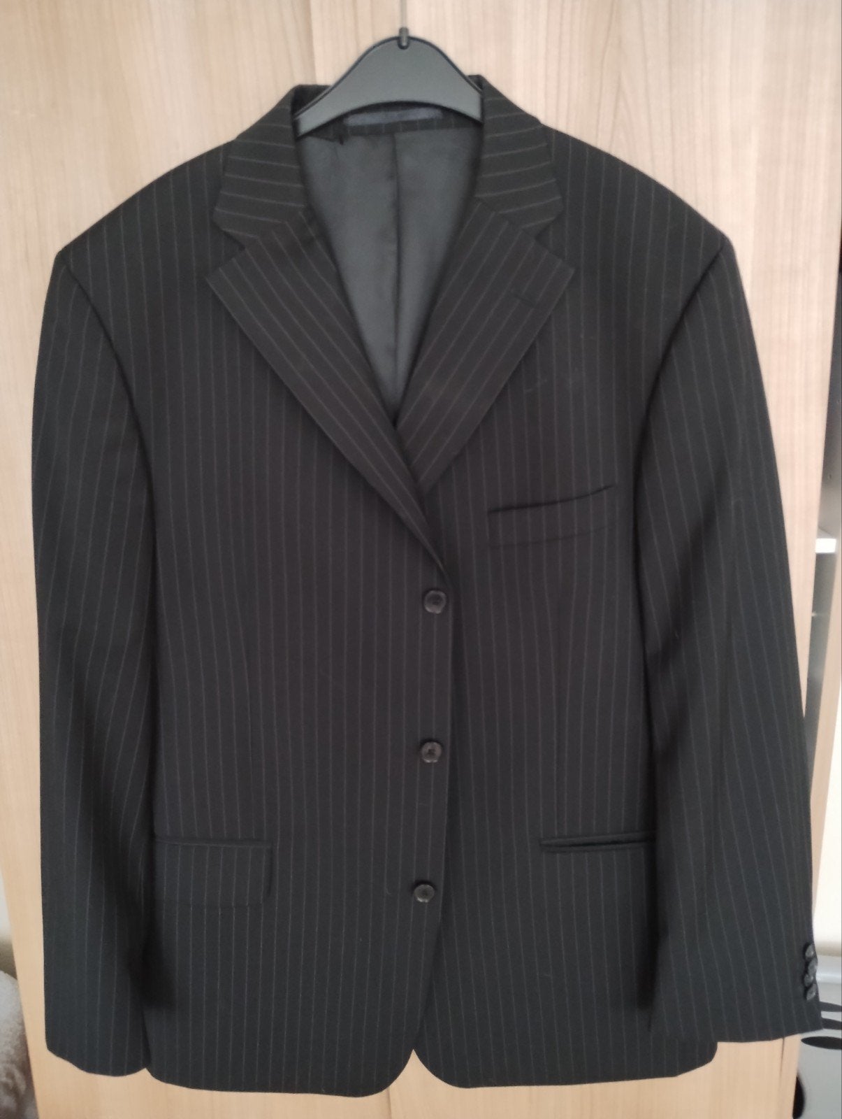 Metropolis Business Suit - Zwart Gestreepte Blazer, Kleding | Heren, Kostuums en Colberts, Zwart, Overige maten, Ophalen of Verzenden