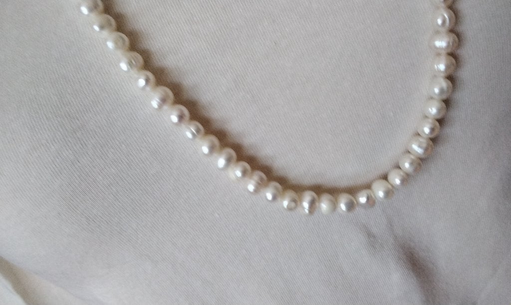 Prachtige Ketting Witte Echte Parels 76cm Lang Wit Barok, Ophalen of Verzenden, Nieuw, Wit, Steen of Mineraal
