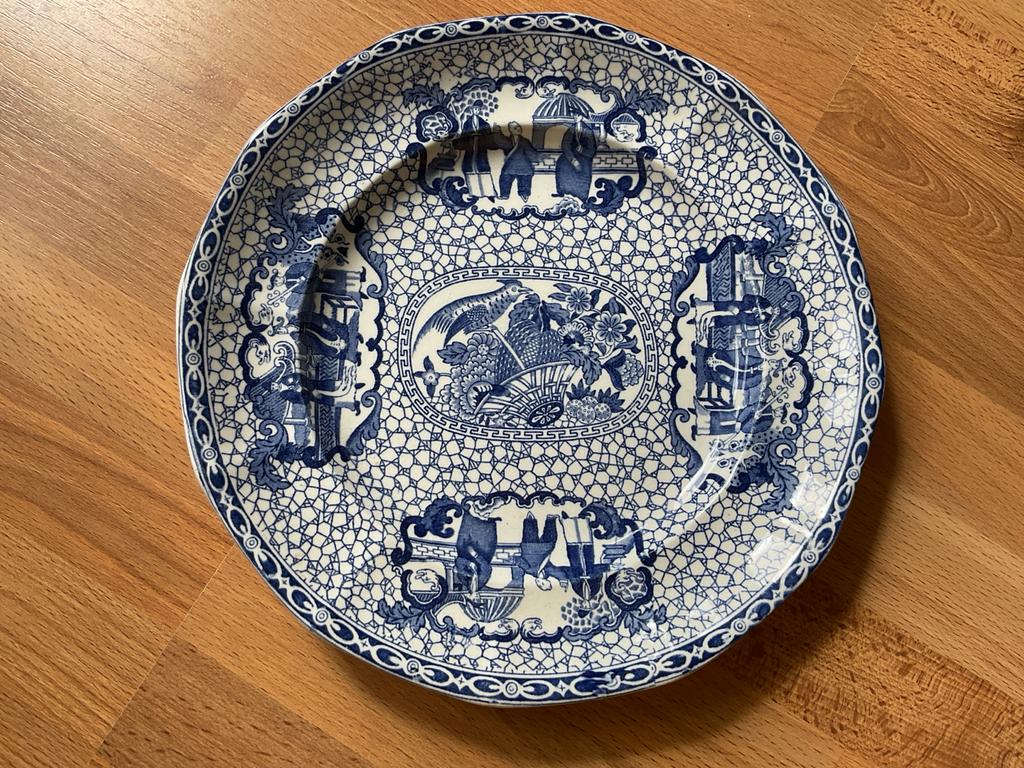 Antiek William Adams Bord - Blauw en Wit Chinees Patroon, Antiek en Kunst, Antiek | Servies los, Ophalen of Verzenden