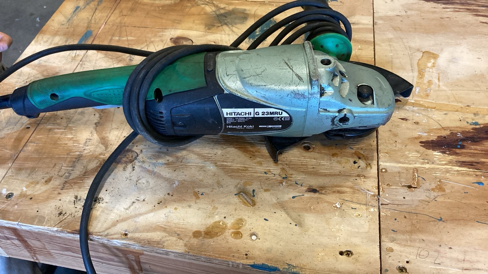 Hitachi G 23MRU Haakse Slijpmachine, Ophalen of Verzenden, Gebruikt, 1000 watt of meer, Haakse handslijpmachine