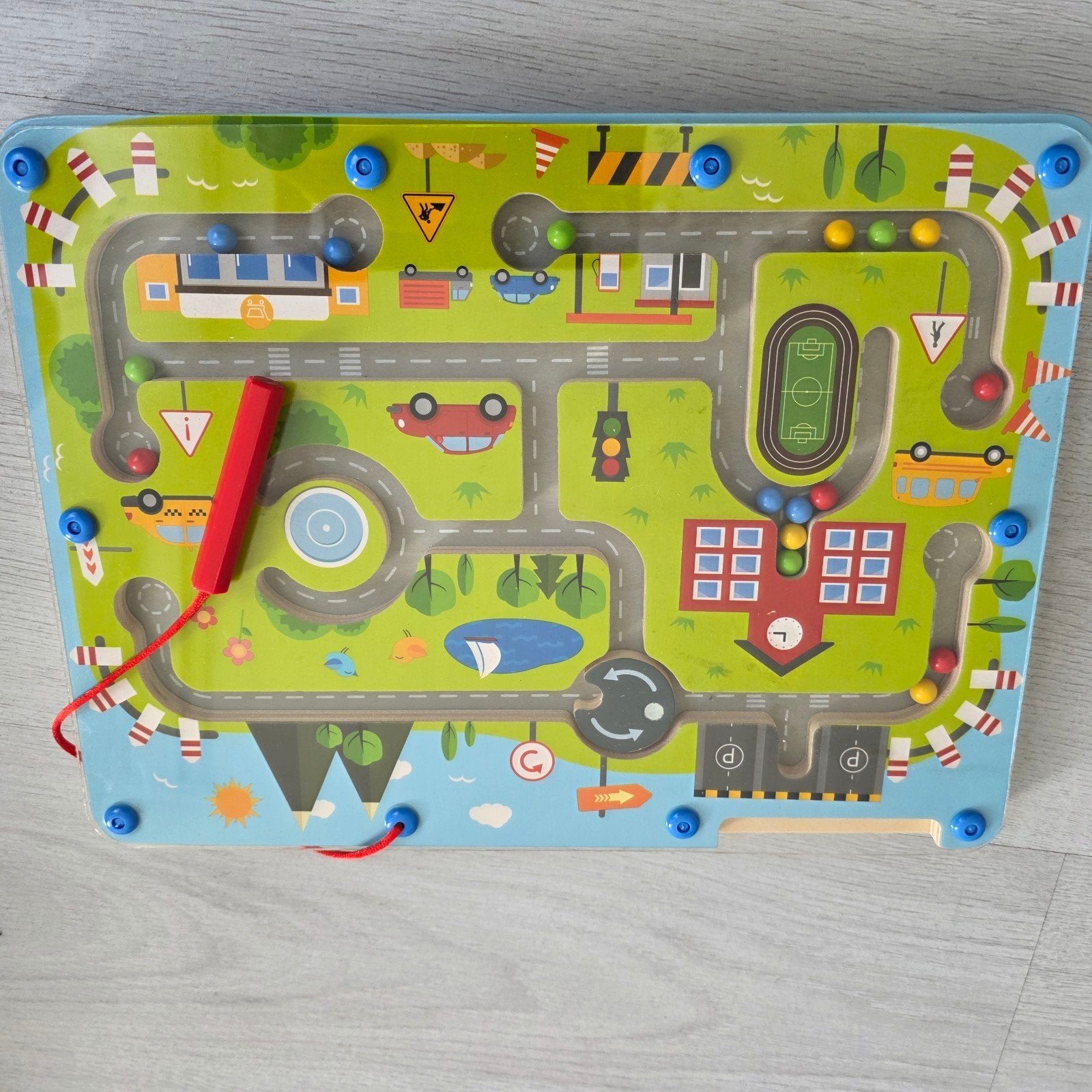 Houten magnetisch kralendoolhof speelbord, Ophalen of Verzenden