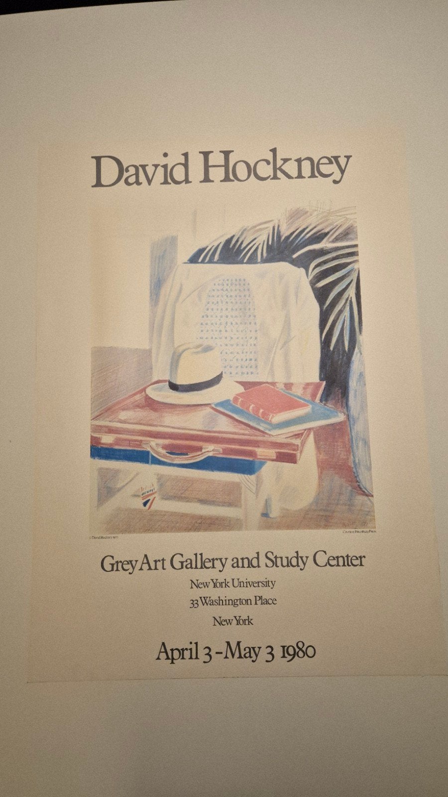 Vintage David Hockney tentoonstellingsposter 1980, Rechthoekig Staand, Ophalen of Verzenden, Zo goed als nieuw, A1 t/m A3