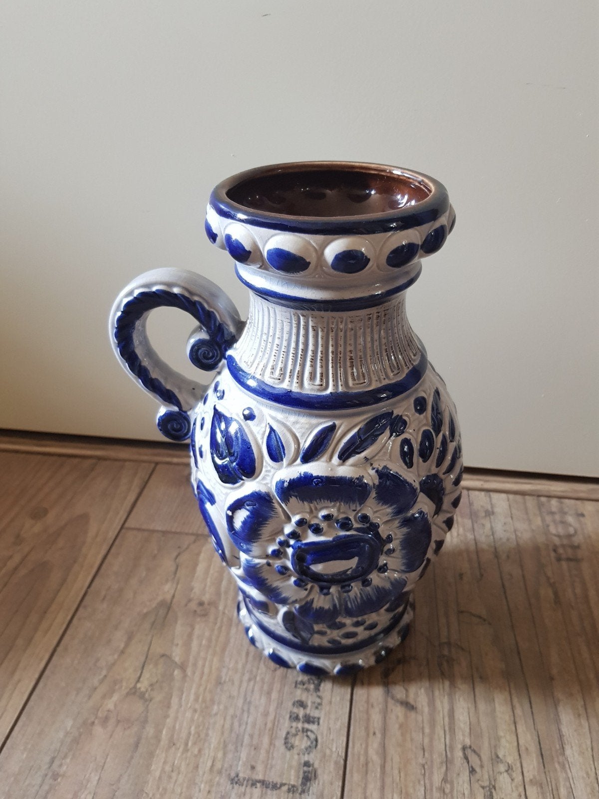 West germany vaas blauw wit 487-28, Ophalen of Verzenden