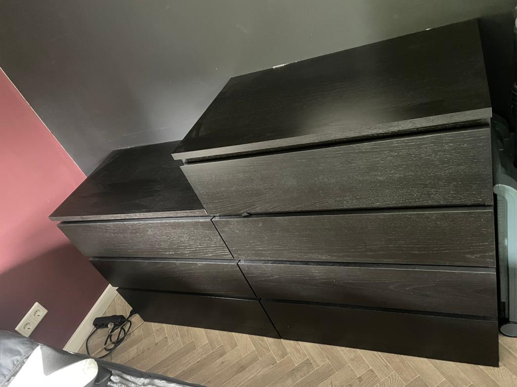 2 IKEA MALM ladenkasten zwart bruin 1x 3 lades en 1x 4 lades, Huis en Inrichting, Kasten | Ladekasten, Ophalen, 25 tot 50 cm, 50 tot 100 cm