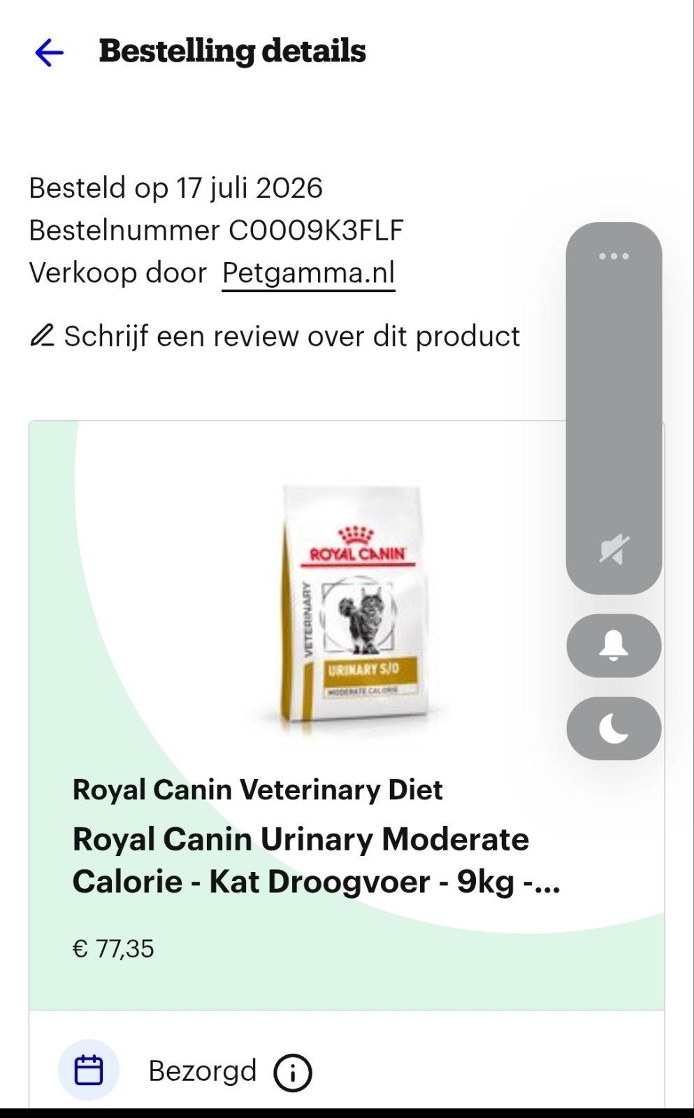 kattenvoer Royal Canin urinary moderate 9kg, Dieren en Toebehoren, Ophalen of Verzenden, Kat