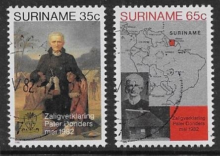 Suriname 1982   Pater Donders   985/86, Postzegels en Munten, Ophalen of Verzenden, Gestempeld