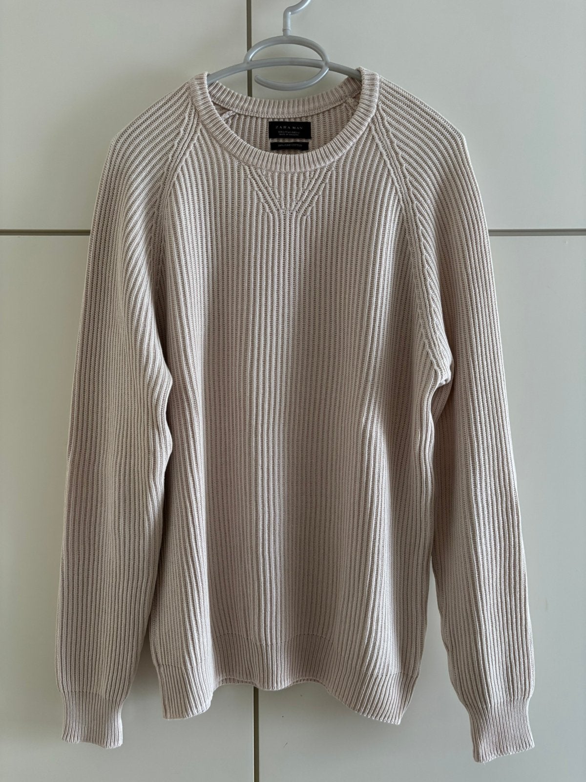 Mooie Zara sweater/trui – beige – maat L  | 100% Fine Cotton, Kleding | Heren, Ophalen of Verzenden, Zo goed als nieuw, Maat 52/54 (L)