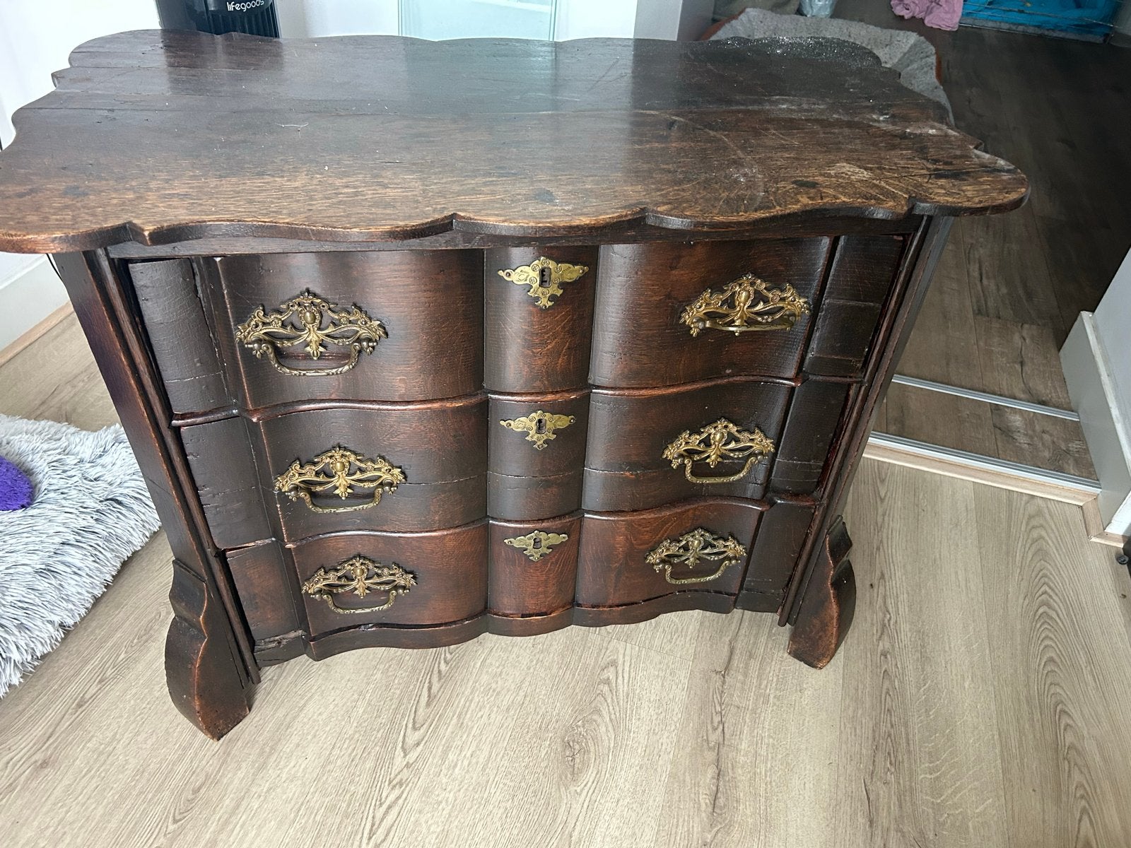 Antieke ladekast met sierbeslag - 70x80x40 cm, Antiek en Kunst, Ophalen