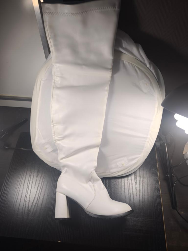 Witte Overknee Laarzen met Blokhak, Hoge laarzen, Wit, Ophalen of Verzenden, Onbekend