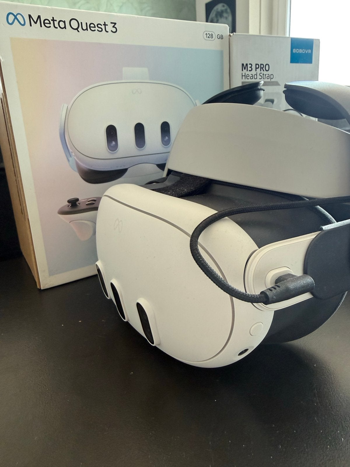 Meta Quest 3 128GB met BoboVR M3 Pro Head Strap en batterij, Spelcomputers en Games, Ophalen of Verzenden, Zo goed als nieuw, VR-bril