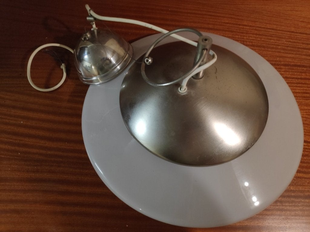 Vintage hanglamp, waarschijnlijk Italiaans glas, Huis en Inrichting, Lampen | Hanglampen, Ophalen, Gebruikt, Glas, Vintage