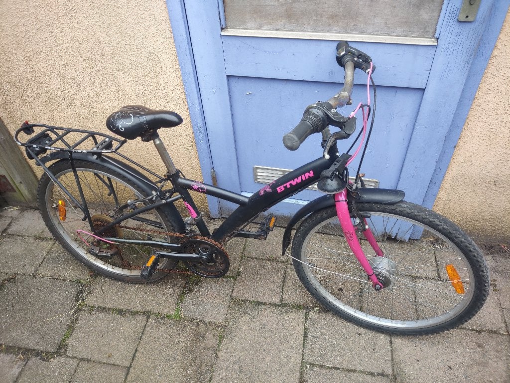 meisjesfiets 24 inch, Ophalen, Velgrem, B'Twin, Handrem