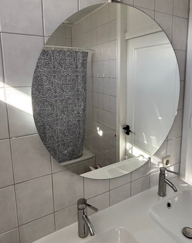Ronde spiegel met verlichting en verwarmd, Ophalen, Gebruikt, Rond, 75 tot 100 cm