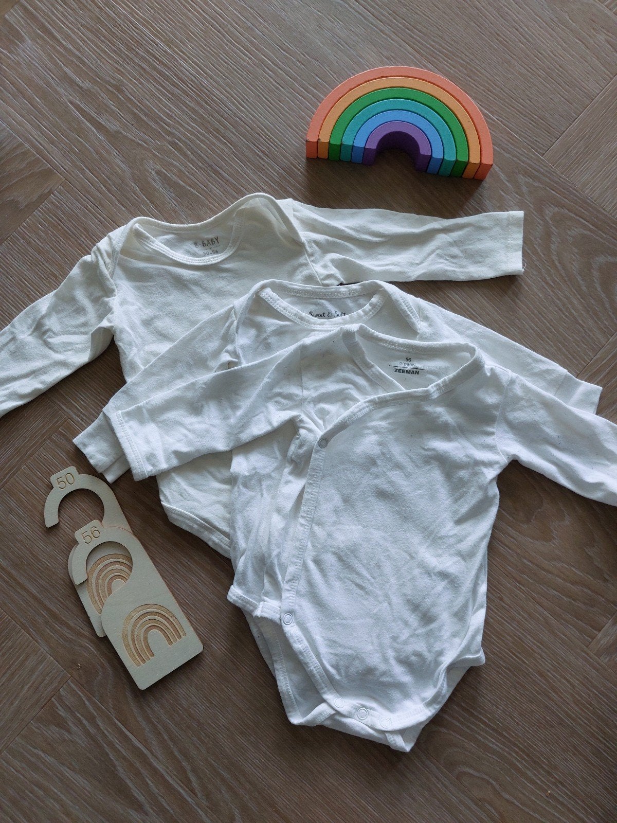 Setje 2 - Witte rompers maat 50/56, Ophalen, Zo goed als nieuw, Jongetje of Meisje, Nacht- of Onderkleding