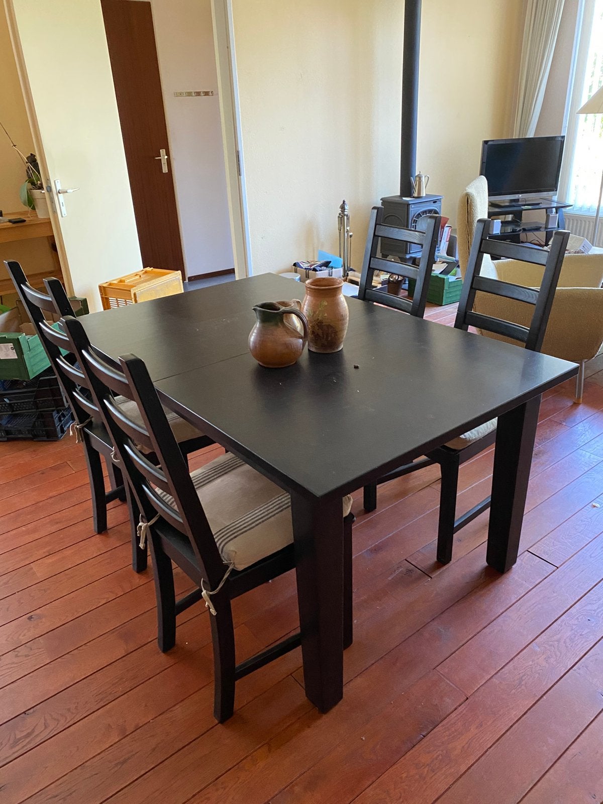 Eettafel met vier stoelen, Ophalen, Gebruikt, 4 tot 6 stoelen