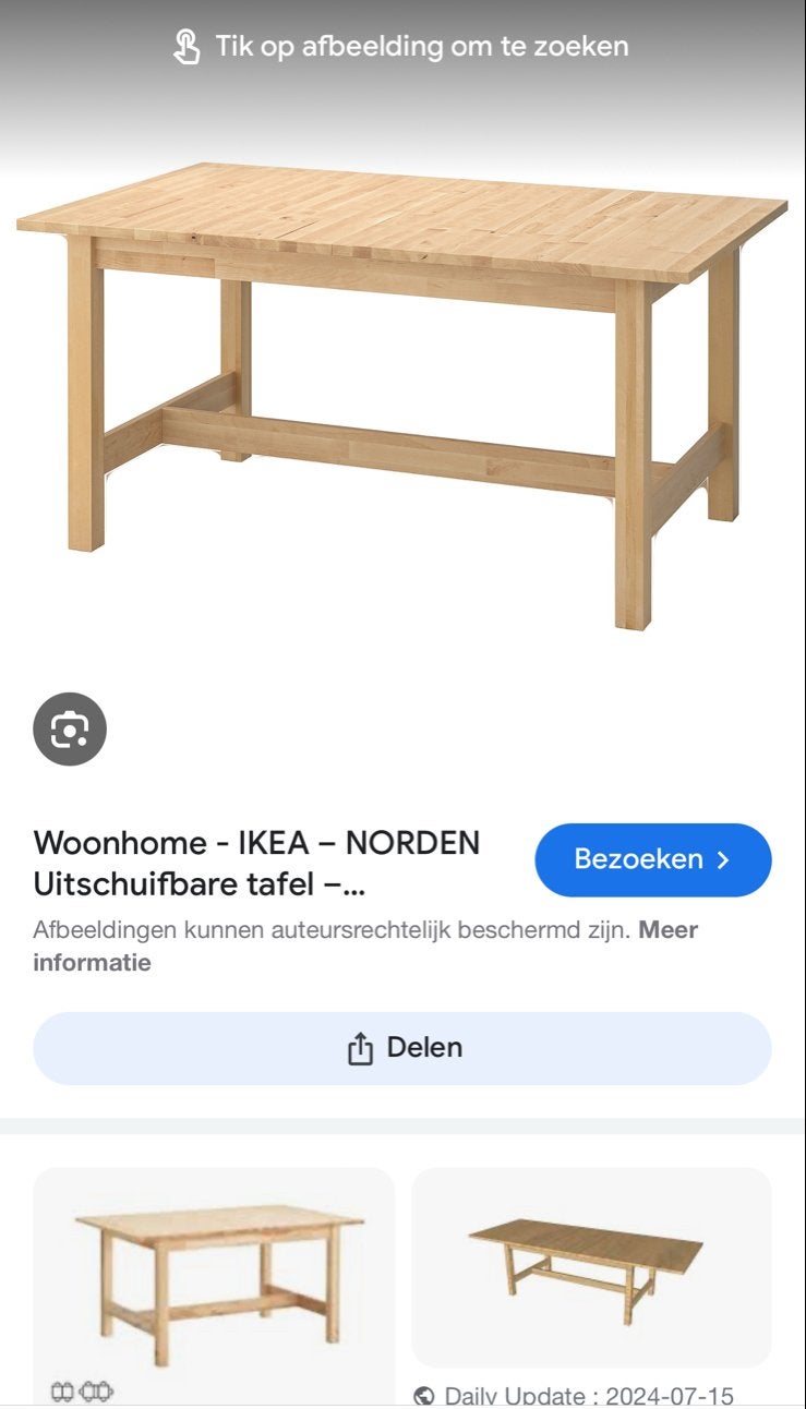 IKEA Norden uitschuifbare eettafel - 90x150/205, Ophalen, Gebruikt, 50 tot 100 cm, Vijf personen of meer